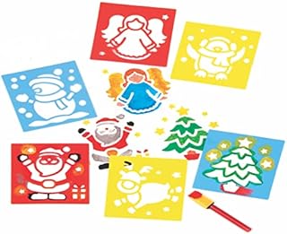 Baker Ross Christmas Stencils - Set of 6, Christmas Craft Tools for Kids (EF298)