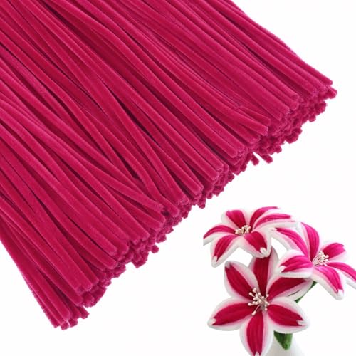 Image of Pipe Cleaner for Craft - 100PCS, Chenille Stems, Fuzzy Sticks for Flower Making (Magenta)