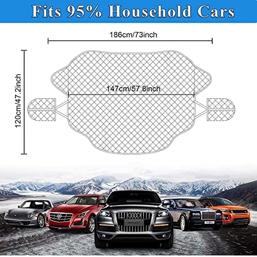 SZHTFX Magnetic Car Windscreen Covers Frost for Winter Car Windshield Snow Cover with 2 Mirrors Cover Car Front Window Screen Protector Cover for Sun Shade Anti Ice Fit Most Cars Truck Van and SUV