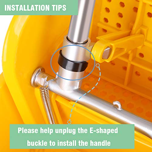 Samger S Commercial 5 Gallon 21 Quart Mop Bucket With Wringer On Wheels 16.92”X 11.02”X 27.55” Portable Plastic Mop Wringer Bucket With Metal Handle For Home And Commercial Floor Cleaning, Yellow #TOP3