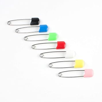 OsoCozy Diaper Pins - (Black) - Sturdy, Stainless Steel Diaper Pins with Safe Locking Closures - Use for Special Events, Crafts or Colorful Laundry Pins, 8 Count (Pack of 1)