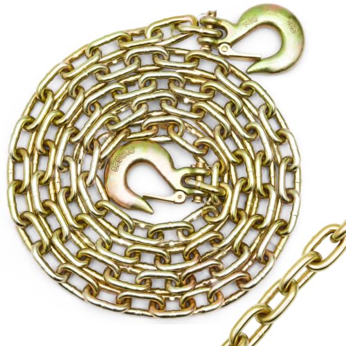 Hicarer 1 Pcs 3/8"x10 ft Trailer Safety Chain with 2 Hook, G70 Safety Chain