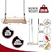 Hanging Wooden Tree Swing for Adult Kids Children Teen with Straps,17x7Inches Classic Swing Seat with Adjustable 90Inches Length Nylon Rope for Playground Home,220lbs Capacity Pine Wood for Oak Branch