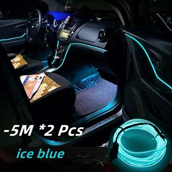 Striscia LED EL Per Auto 5m - Luci Fredde Decorativo Con Alimentazione USB, Blu - Foto 3