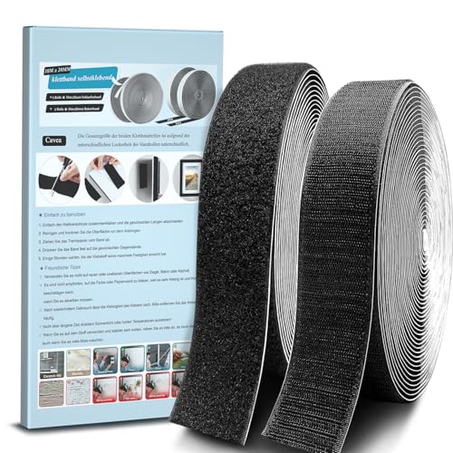 Klettband Selbstklebend Extra Stark, 10Mx2cm Doppelseitig Klettband Mit Klettverschluss Breit Selbstklebendes Klet Flauschband Und Hakenband Tape Für Fliegengitter, Couch-Kissen
