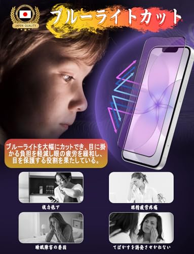 Image of Blue Light Cut, Compatible with iPhone 17e /16e Glass Film, iPhone 14 /iPhone 13 /iPhone 13 Pro Film, Includes Dedicated Installation Guide Frame, Eye Fatigue, 9H Hardness, Easy to Apply, Automatic