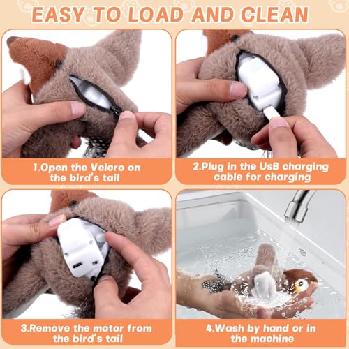 COLEESON Flapping Bird Cat Toy, Interactive Catnip Toy for Cats and Kittens, Realistic Plush Chirping Bird, Rechargeable and Washable, Fun Hunting Toy for Cats to Bite, Kick and Play (C) - Image 3