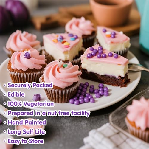 Image of Edible Purple Pearl Sprinkles for Cake Decorating,Pearls Sugar Sprinkle,130g /4.58oz Mix Size,Baking Edible Cake Decorations Candy,Cupcake Toppers,Cookie Decorating Donuts Ice Cream Toppings,Wedding Birthday Party Supplies