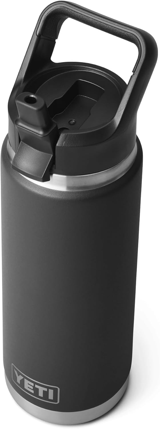 YETIRambler Straw Bottle, Stainless Steel Vacuum Insulated Bottle with Straw Cap, Black, 26 oz (769 ml)