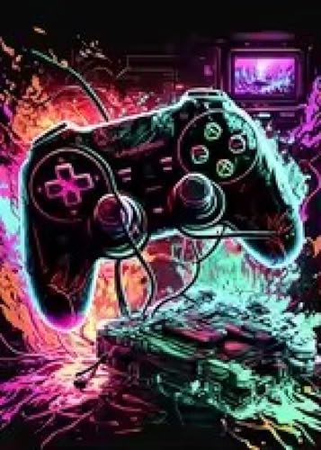 Impression toile manette néon pour décorer votre setup gaming et salle e-sport