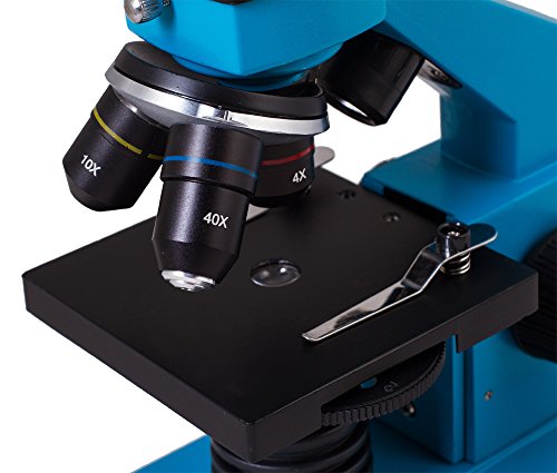 Levenhuk Rainbow 2L Plus Azure Metal Student Microscope (64-640x) with Experiment Kit for Indoor and Outdoor Use