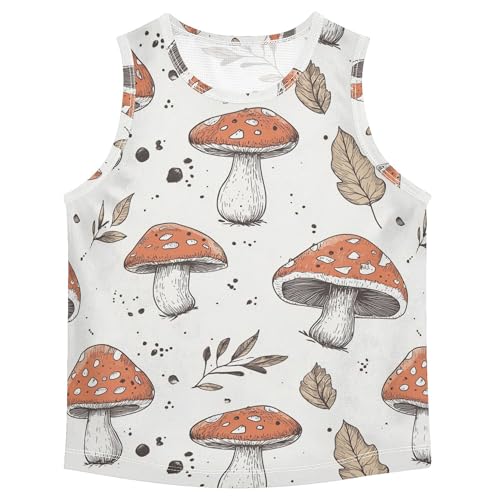 JUNZAN Autumn Mushrooms Retro Boys Tank Tops Sleeveless Teens Vest Workout Shirts for Workout Gym Fitness Cycling Swim 3T