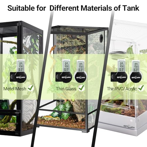 Image of REPTI ZOO Magnetic Reptile Thermometer and Humidity Gauge, Digital LCD Temperature Humidity Monitor, Tank Terrarium Temp and Humidity Meter Accessories for Bearded Dragon, Snake, Hermit Crabs, Gecko