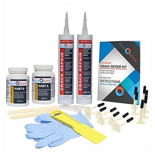 DIY Concrete Foundation Crack Repair Kit - Polyurethane Foam - 1/16" to 1/2" Wide Cracks - Low-Pressure Injection Method (FLEXKIT-100)