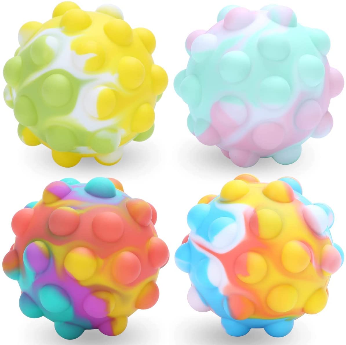 4 PCS Pop Fidget Ball Popper Its Toys,Poppers Its Stress Ball Fidgets,Poppit Fidget Toys,3D Anti-Pressure Squeeze Pop Ball It Fidget Toy,Party Favors,Goodie Bag Stuffers for Kids Adults (colour1.)
