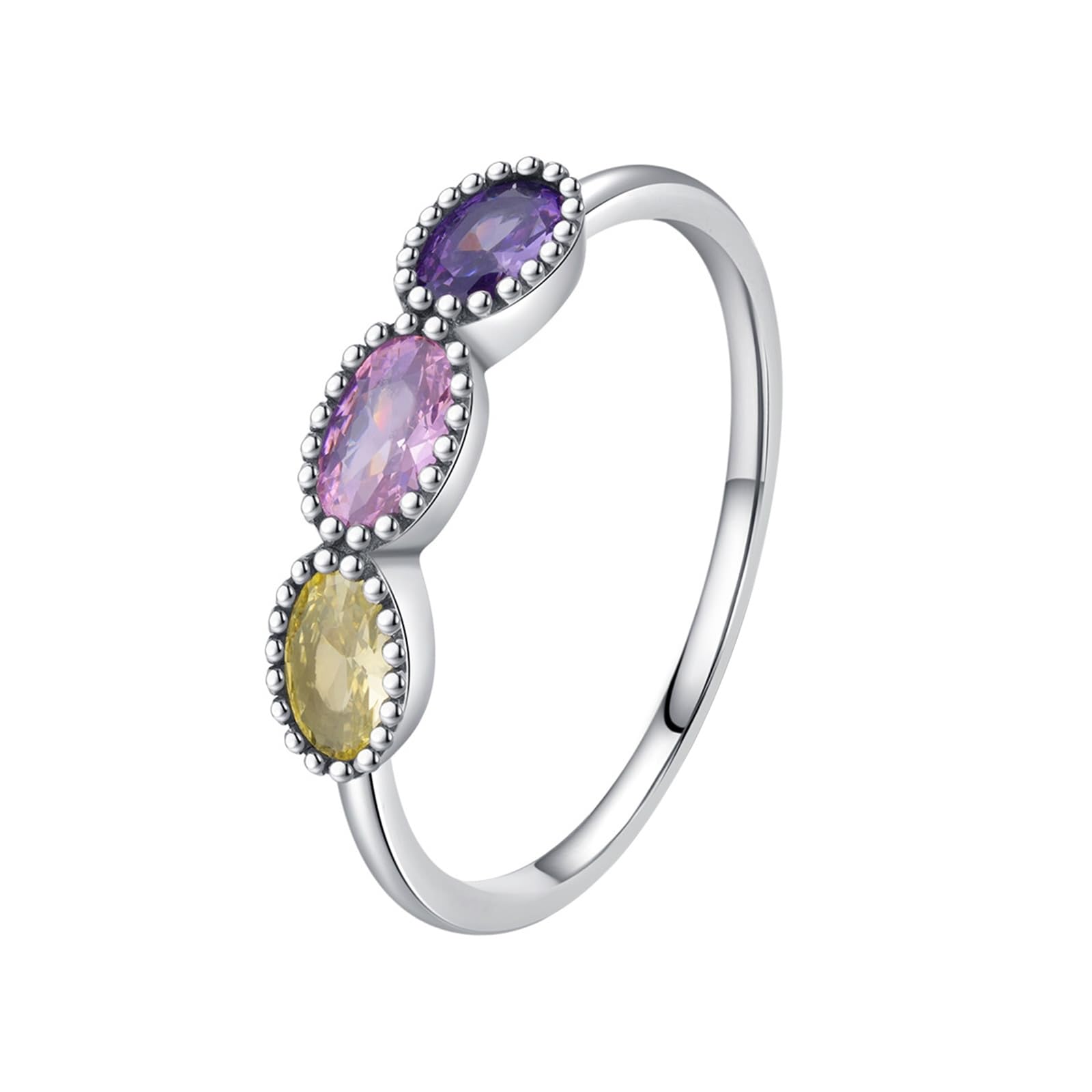 Anillo de compromiso de oro amarillo de moissanita, 9/14 quilates, tamaño Au375/Au585, moissanita redonda blanca, apilable para tía