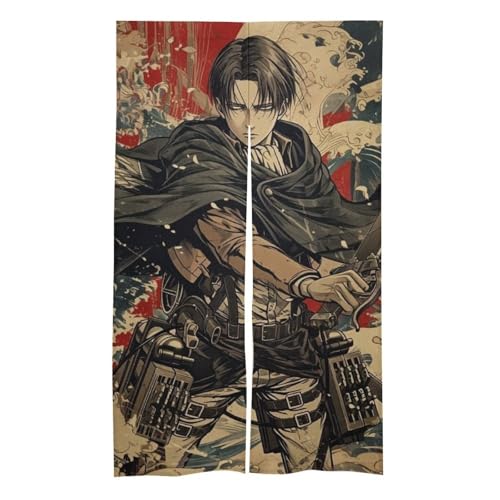 進撃の巨人 アニメ 暖簾 おしゃれな和風布のれん 遮光 断熱 防寒性 部屋や寝室装飾 四季通用 玄関間仕切りや壁掛けにも 86cm*143cm 伸縮棒は付属していません