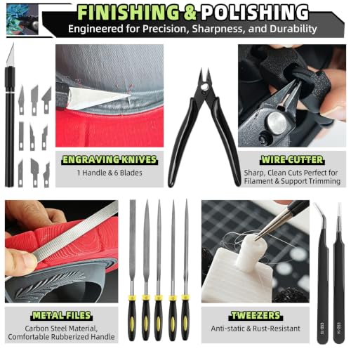 Image of 50pcs 3D Printer Toolkit and Accessories for All FDM /SLA 3D Printers | Features Nozzle Care, Model Removal, Cleanup, Finish Tools, Storage Bag Compatible for Bambu Lab A1 /P1S /P1P Ender 3 V3, K1 /K2