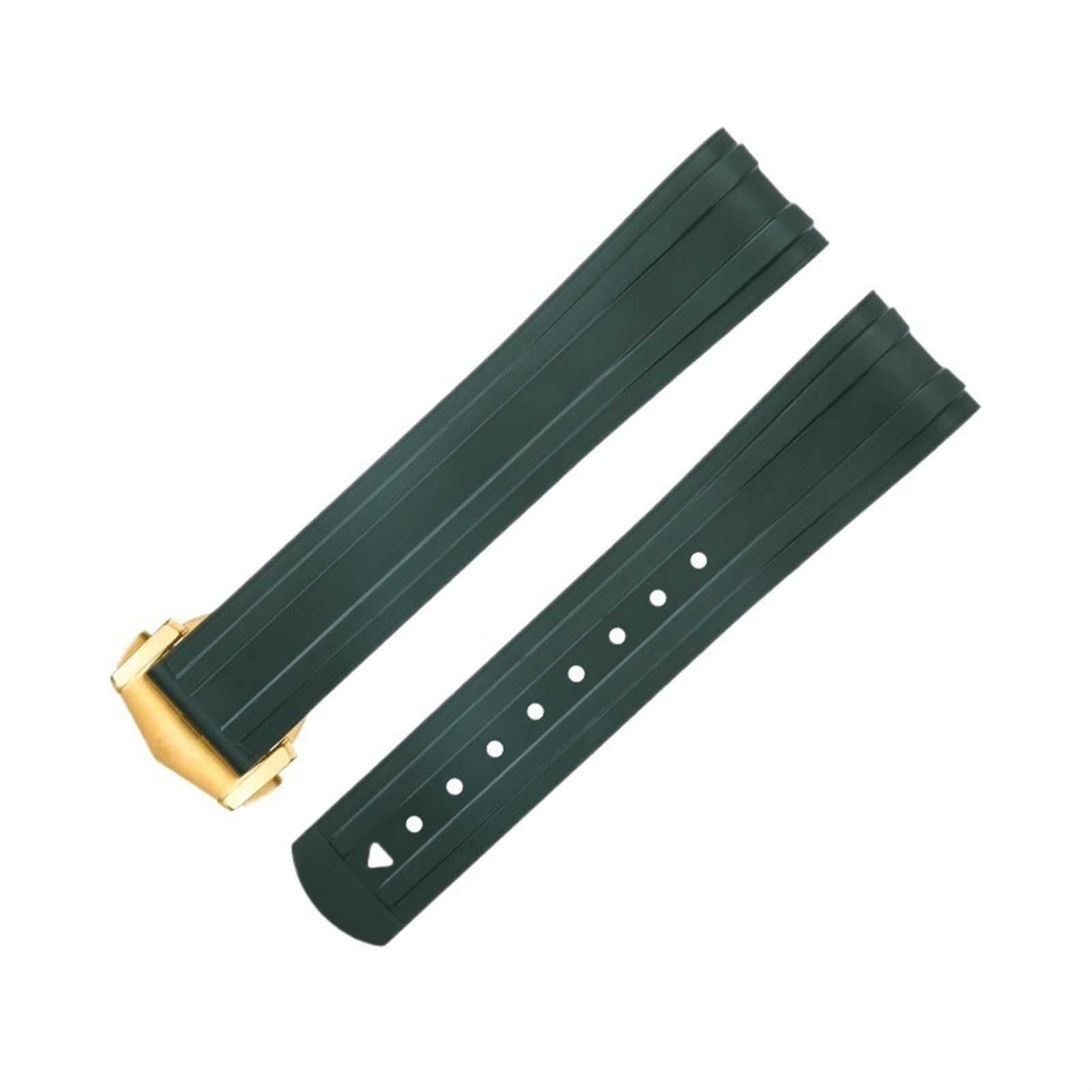 BIK Estremità curva in gomma fluorurata FKM da 20 mm per cinturini di ricambio con fibbia pieghevole in acciaio inossidabile Omega Seamaster 300