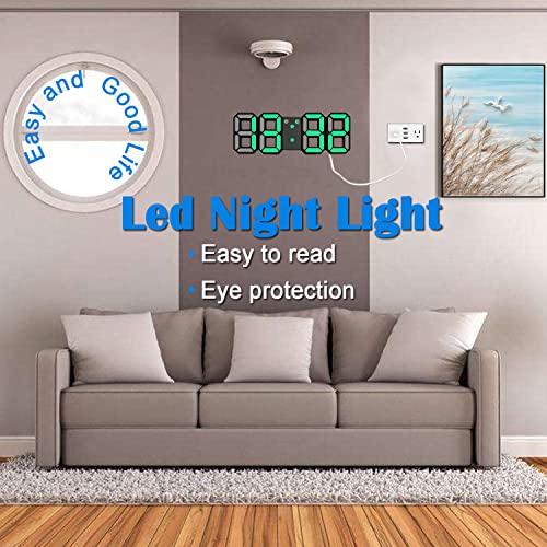 Eaagd 3D Led Digital Alarm Clock, 8.4" Large Display Alarm Clocks For Bedrooms, With 3 Adjustable Brightness Levels Desk Alarm Clock For Home Office (Black/Green) #TOP1
