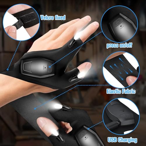 Hinshark Geschenke für Männer, Handschuhe mit Licht Angelzubehör Vatertagsgeschenk für Papa, Männergeschenke, Geburtstagsgeschenk Lustige Gadgets Männertag Geschenke für Männer Papa Geschenk Vatertag