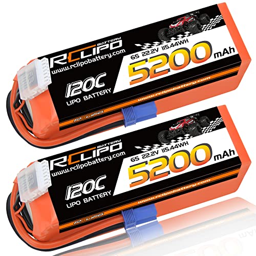 6S Lipo Battery 5200Mah 120C 22.2V With Ec5 Plug Rc Battery For Rc Car/Truck/Helicopter/Airplane/Boat/Traxxas/Align T-Rex 550X/Rc Models(2Pcs) #TOP6