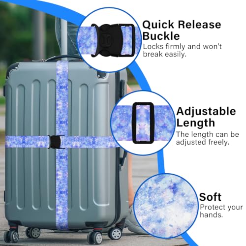Image of Luggage Straps for Suitcases, Travel Adjustable Belt with Quick Release Buckle, Heavy Duty Nylon Bag Packing Strap, Unique Bright Identifiers Business Travel Accessories (2 Pack) - Blue Sky