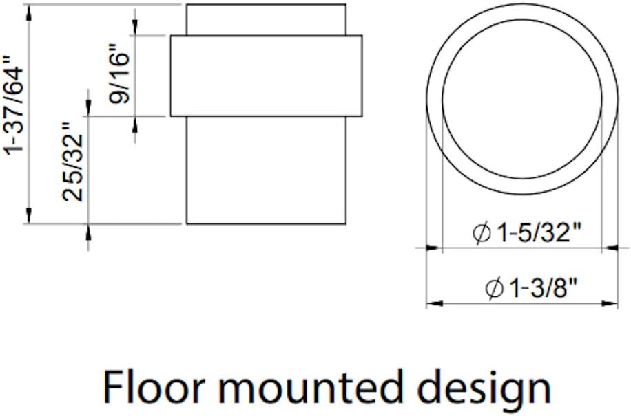 INOX DSIX02-10B Floor Mount Door Stop - AISI 304 Stainless Steel, Sleek Oil Rubbed Bronze Finish, Durable Rubber Tip for Quiet Protection - Contemporary Style, 1.58" Tall x 1.38" Wide