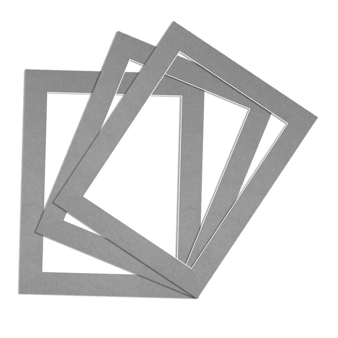 Procut Global 50x40cm Mid Grey Picture Mounts to Fit 40x30cm Aperture - Precision Cut Cardboard Photo Mount - Ideal for Frames, Prints, Artwork & Certificates - Sizes & Colours Available - 3 Pack โ image 1