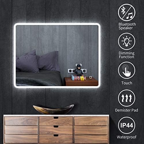 S'bagno 600 x 800 mm LED Illuminated Bathroom Mirror [IP44 Rated] Rectangular Backlit Wall Mounted Mirror with Touch Sensor Switch/Dimming Function/Demister pad