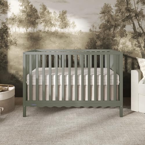 Image of Dream On Me Synergy Wave 5-in-1 Convertible Full Size Baby Crib, Seagrass | Solid Wooden Nursery Crib, 3-Mattress Height, Converts to Toddler, Day & Full Size Bed, GREENGUARD Gold & BSA Verified