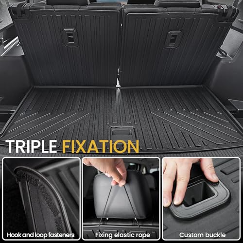 Image of Cargo Mat with Backrest Mats for Volkswagen VW Atlas 6 /7 Seats 2018-2025 2026 Car Mat Accessories(Not Fit Cross Sport), All Weather TPE Trunk Cargo Liner(Cargo Mat with Backrest Mats)