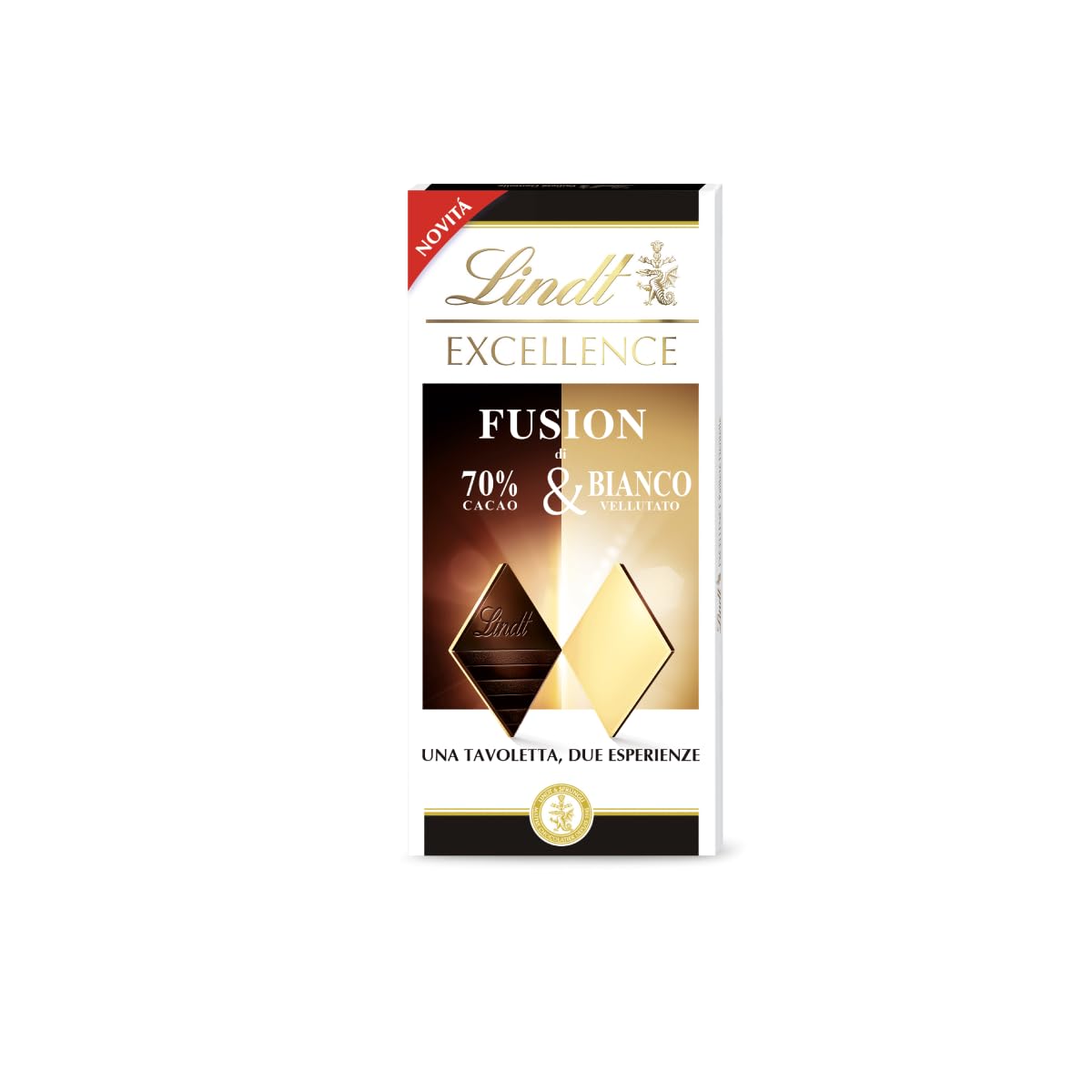 Lindt EXCELLENCE FUSION tavoletta di cioccolato fondente 70% e bianco