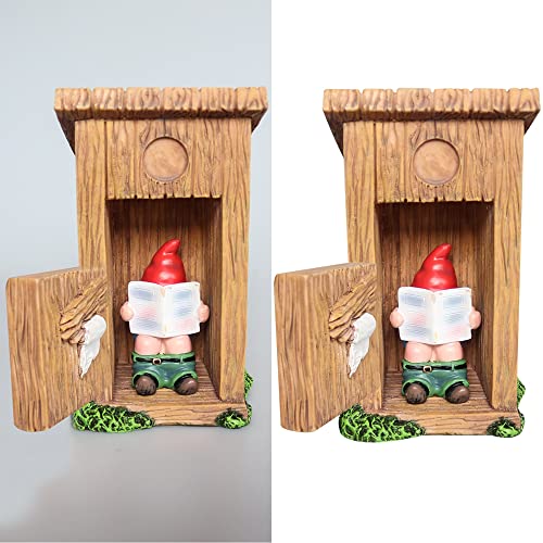 Garden Gnomes Decor Funny Dwarf Figurine Reading Newspaper Gnomes Forgot to Close Toilet Door Display Statue for Yard Porch Garden by HOMELEX - Image 3