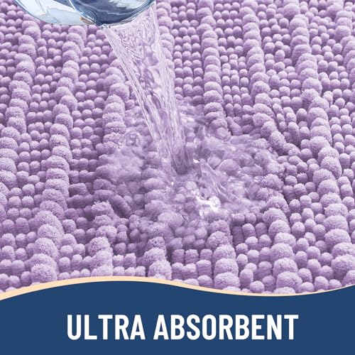 Image of Arotive Luxury Bathroom Ruuner Rugs 47x24, Extra Soft Thick Absorbent Shaggy Chenille Bath Rugs, Machine Wash Dry, Bath Mats for Bathroom Floor, Tub and Shower, Home Decor Accessories, Light Purple