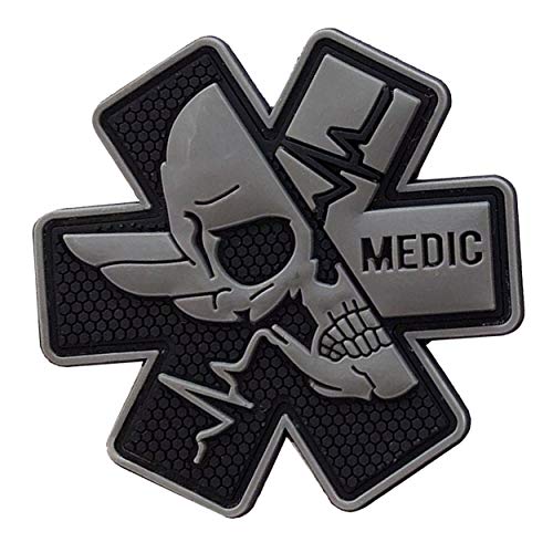 Image of Medic Rubber 3D PVC Patch Medical Paramedic Tactical Morale Badge Patches Hook Fasteners Backing 2.95 x 2.95 Inch Bubble of 2 Pieces