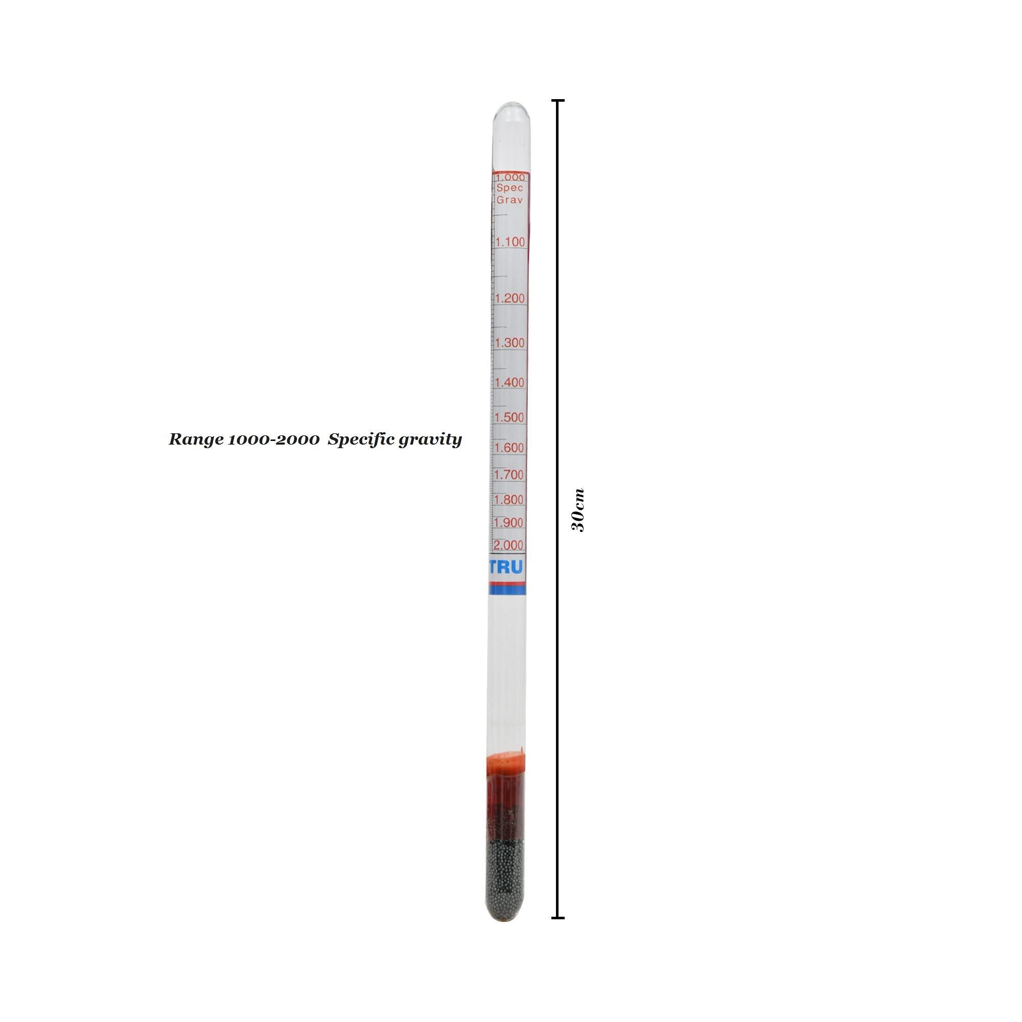 SOLUTION BELL - Clear Glass Hydrometer for Heavy Liquid Testing (Range -1000-2000) (Set of 1)