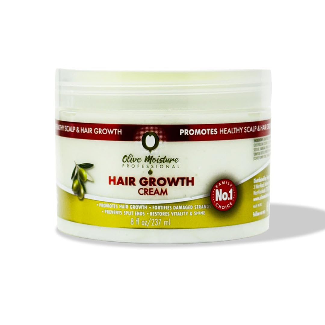 Olive Moisture Hair Growth Cream 8oz (237ml), Stimulates Hair Growth, Deep Moisture, Shine Boost