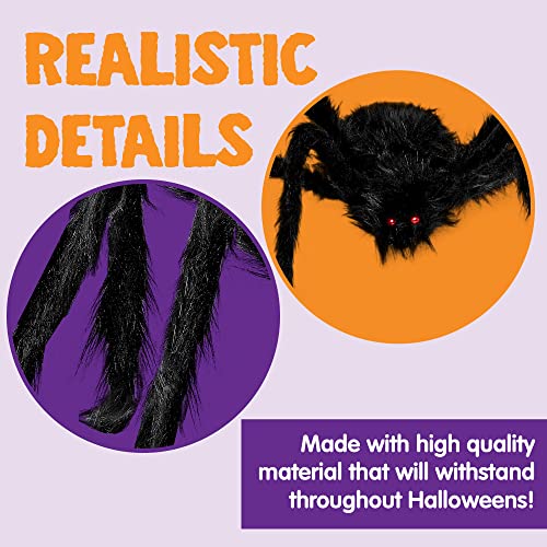 Image of JOYIN 2 Pack 4 Ft Halloween Spider Decorations Outdoor, Scary Large Giant Spiders with Adjustable Legs for Halloween Outside Decor, Yard Lawn Indoor Haunted House Props