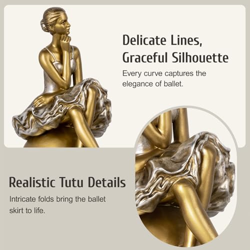 Figura de bailarina sentada en resina para decoración miniatura 4