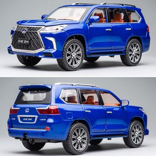 Image of Lexus 570 Boys Big Off-Road SUV Model Car, 1 /24 Diecast Metal Toy with Lights, Sound and Pull Back, Age 4-7 (Blue)