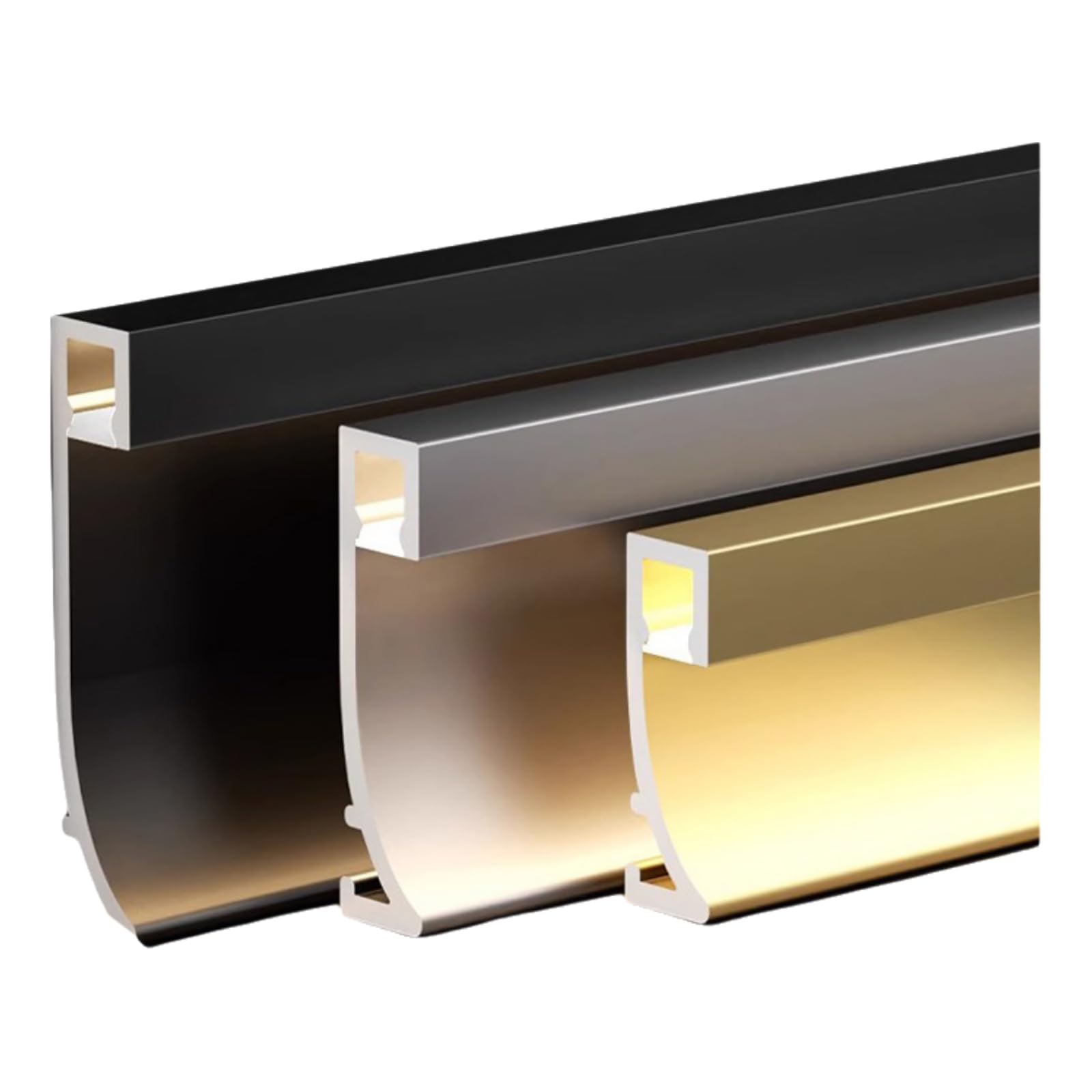 Zócalo de Perfil de Aluminio LED, Tira Decorativa con Ranuras, moldura de zócalo con iluminación integrada, Base de Pared con iluminación LED de Canal para Pasillo y Escalera Black 4cm