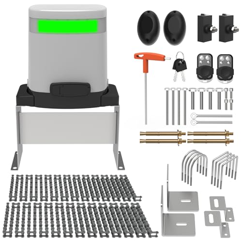 Blütezeit 1400lb Chain Drive Sliding Gate Opener, Solar Powered | WiFi Control | Backup Battery | IR Sensor | Remote Kits Included (Solar Panel Not Included)