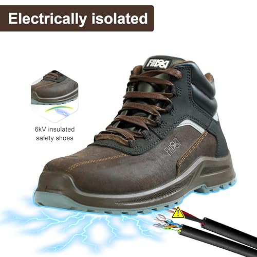 6 Inch Composite Toe Work Boots for Men & Women, Waterproof with 6KV Insulation, Shock Absorption Technology, Reflective Leather (Conforms to ASTM F2413-18 Certified)2