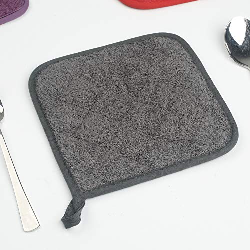 100% Cotton Kitchen Everyday Basic Terry Pot Holder Heat Resistant Coaster Potholder For Cooking And Baking Set Of 5 Mineral Gray #TOP6