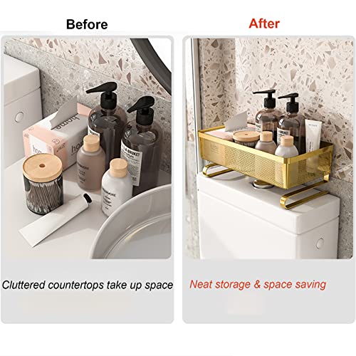 Étagère de rangement au-dessus des toilettes support doré élégant