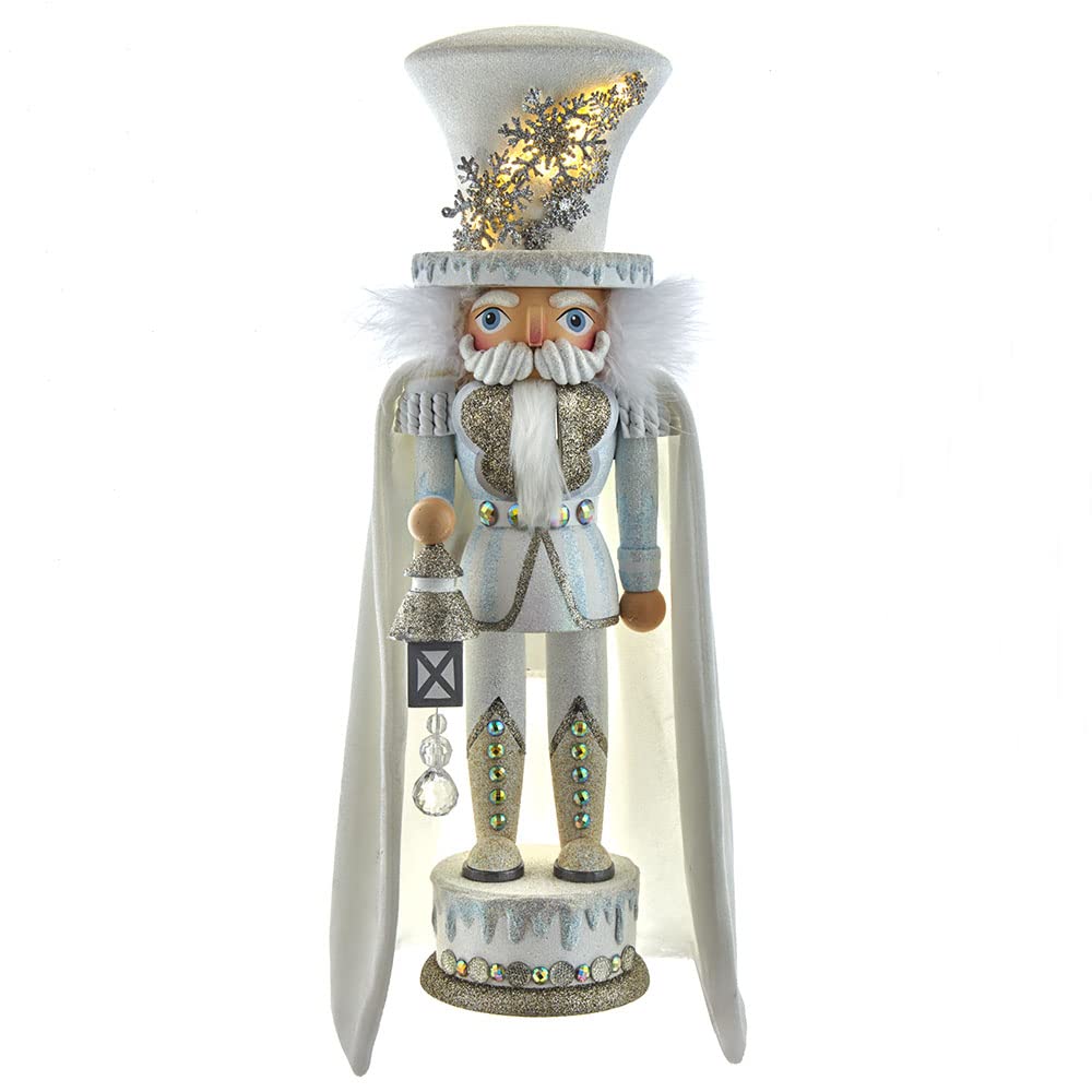 Hollywood Nutcrackers Hollywood White Snowflake Soldier Battery-Operated LED Nutcracker, 18-Inch