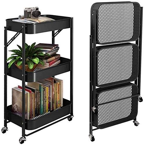 Estanteria de cocina plegable con ruedas organizador salon negro