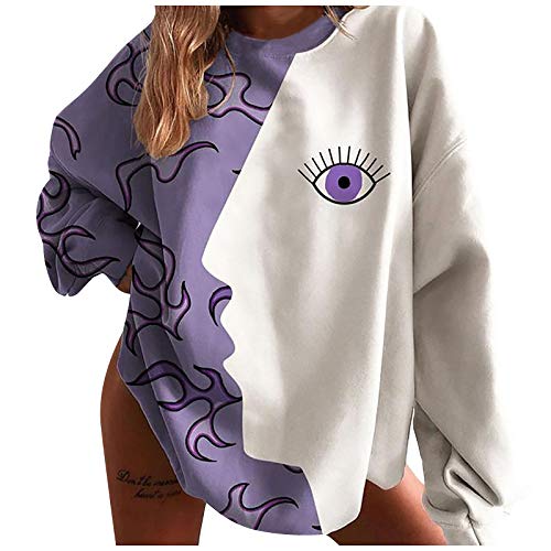 Dosoop Womens Sweatshirts Loose Crewneck Casual Long Sleeve Pullover Tops Eye Graphic Printed Sweaters Blouse Shrit Tunic