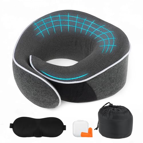 VOCOSTE Neck Pillow for Airplane Travel, Ergonomic Memory Foam Support